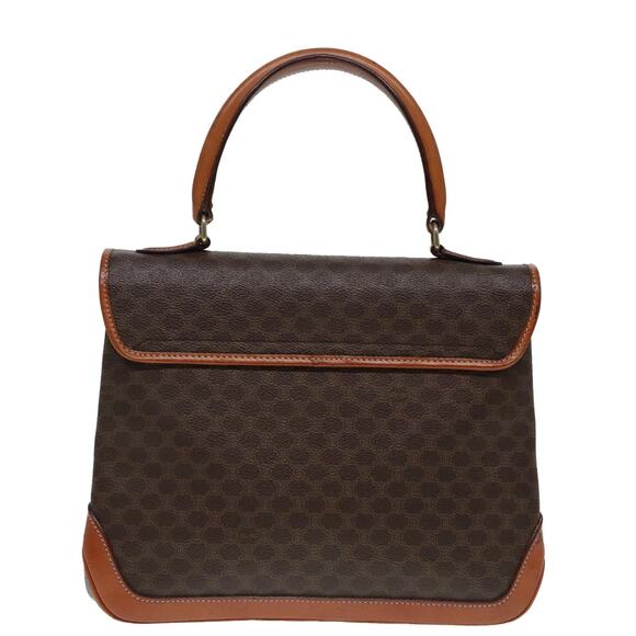 CELINE Macadam Canvas Hand Bag Pvc Leather Brown Gold - Picture 3 of 13